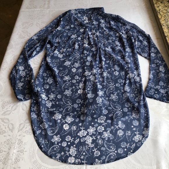 Hollister Blue/White Floral High-Low Shirt Dress Women’s Size M Long Sleeves Top - Picture 16 of 16
